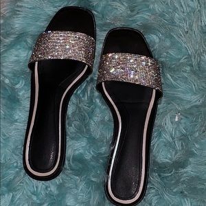 Zara Rhinestone Slipper Slides